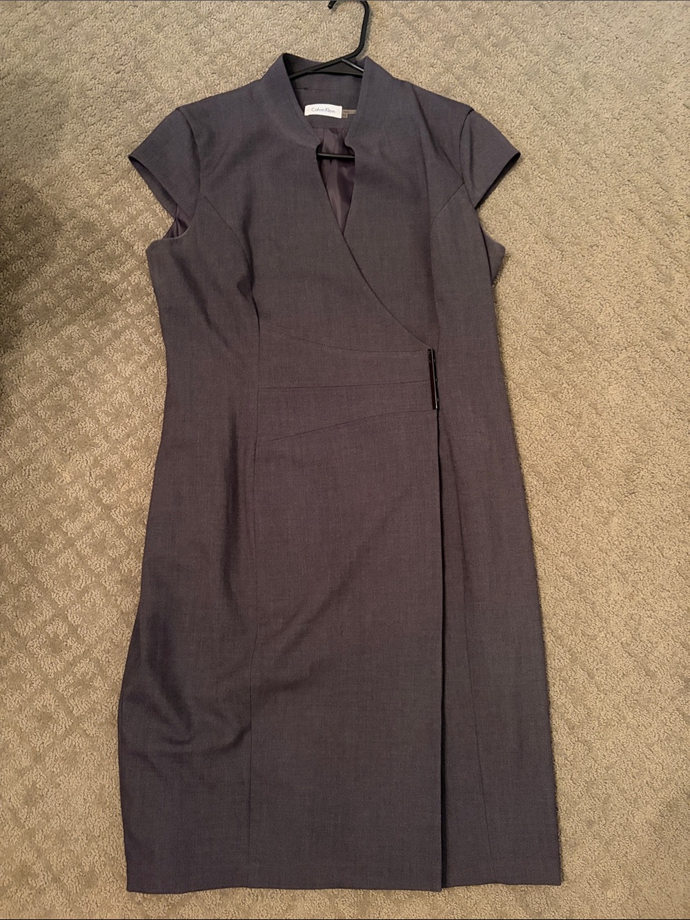 Calvin Klein Charcoal Cap-Sleeve Midi Dress